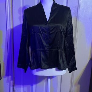 Eileen Fisher Black silk Satin Blouse